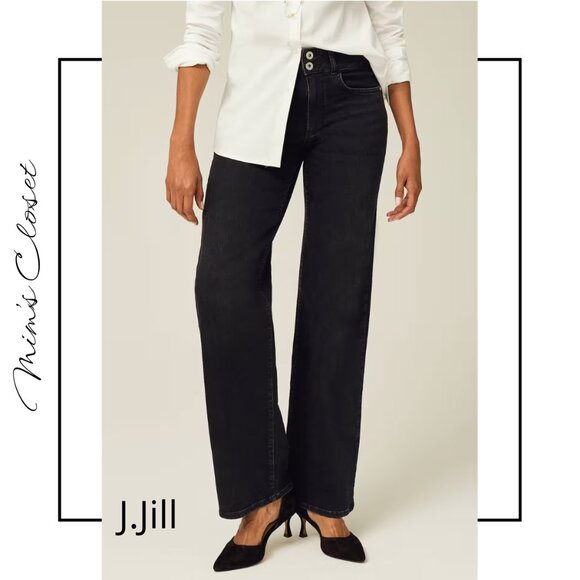 J.JILL High Rise Full Leg Black Denim Jeans Size 16 Petite - Picture 1 of 13